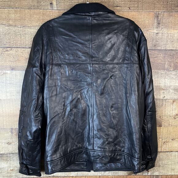 Michael Kors Black Genuine Leather Insulated Bomber Jacket Size Medium - Picture 9 of 12